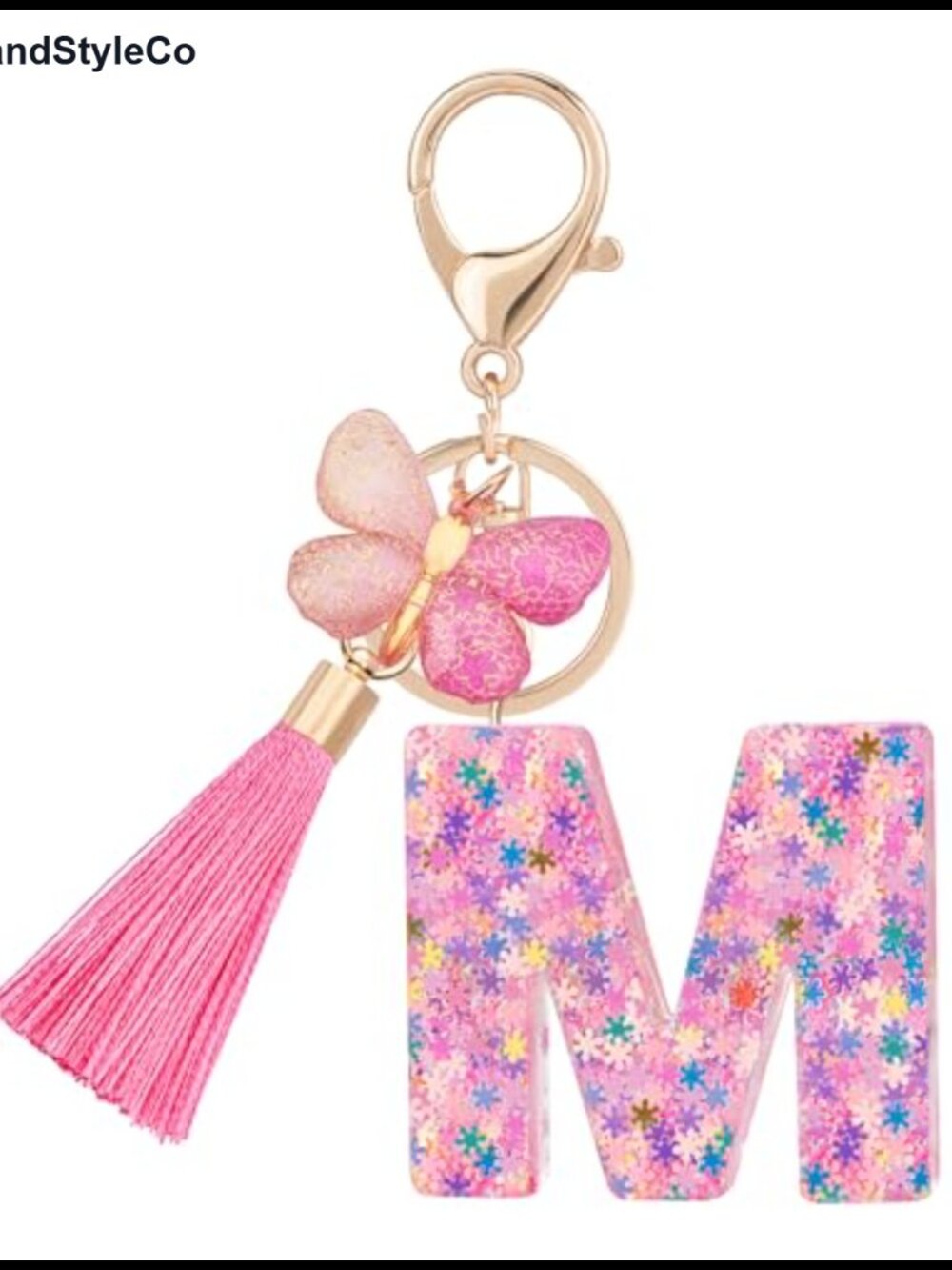 Initial Letter Keychain Tassel Charm Resin Purse Backpack Accessory